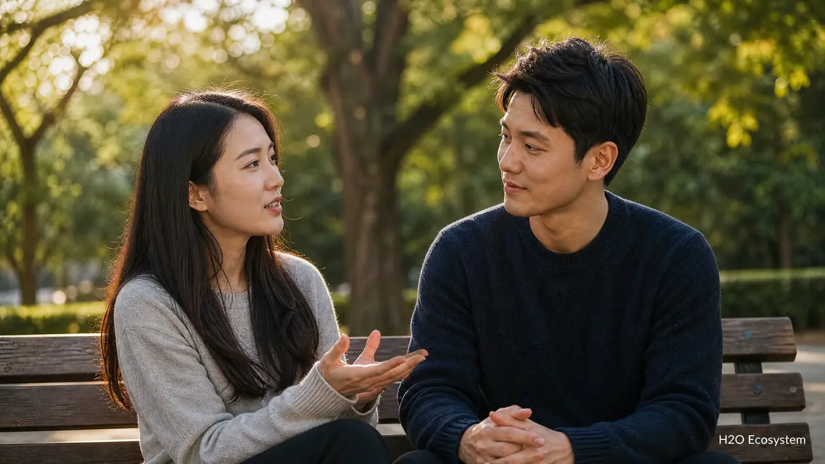 asian_couple_park_bench_healing_listening_01.jpg